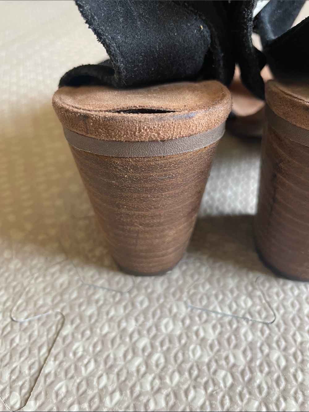 TOMS Black Suede Open-Toe Block Heel Sandals - Picture 5 of 8